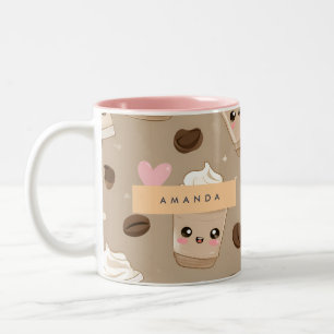 Personlig Cute Cappuccino Mönster Två-Tonad Mugg