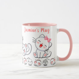 Personlig Cute Cat and Mouse Kids' Mugg