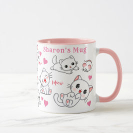 Personlig Cute Cat and Mouse Kids' Mugg