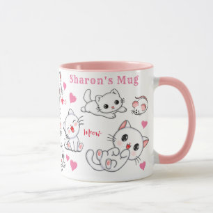 Personlig Cute Cat and Mouse Kids' Mugg