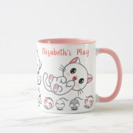 Personlig Cute Cat and Mouse Kids' Mugg