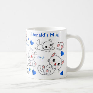 Personlig Cute Cat and Mouse Kids' Mugg