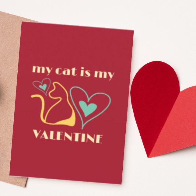 Personlig Cute Cat Lover Valentine Day Helgkort (Buy or Download Now!)