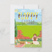 Personlig Cute Cat-tage Picnic Birthday Önskemål