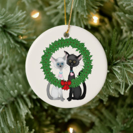 Personlig Cute Cats Första julen Ornamet Julgransprydnad Keramik