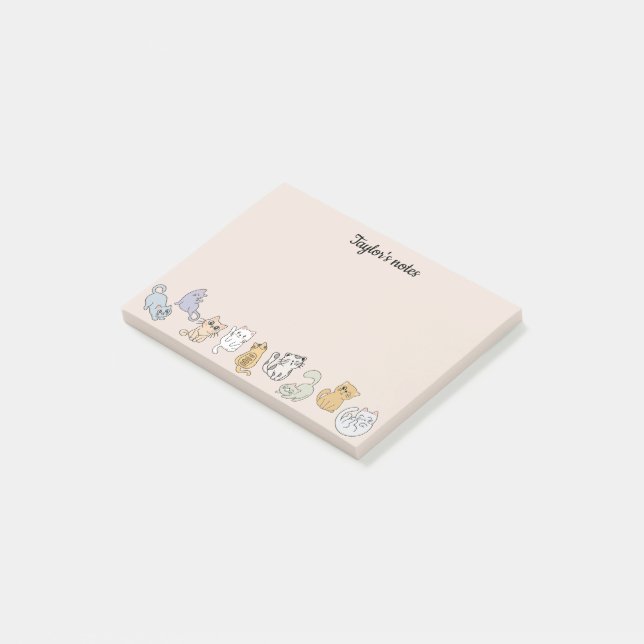 Personlig Cute Cats Notes for Cat Lover Post-it Block (Vinklad)