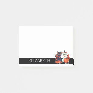 Personlig Cute Cats Pumpkin Halloween Post-it Block