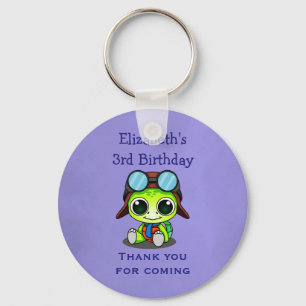 Personlig Cute Chibi Turtle Birthday Favor Nyckelring