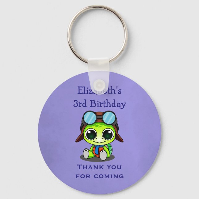 Personlig Cute Chibi Turtle Birthday Favor Nyckelring (Framsida)