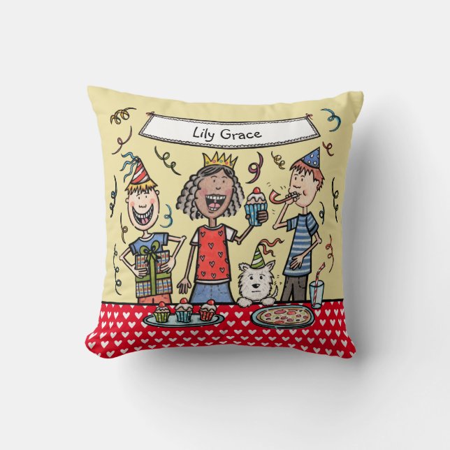 Personlig Cute Children's Party Illustration Kudde (Framsida)