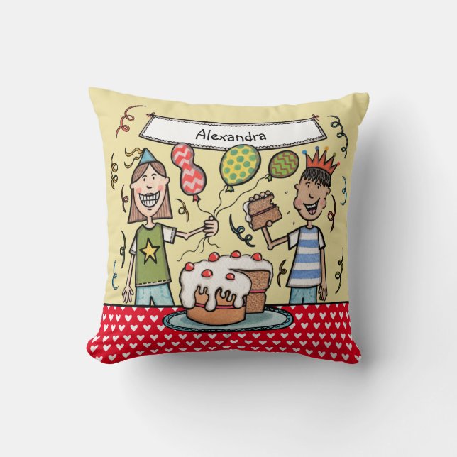 Personlig Cute Children's Party Illustration Kudde (Framsida)