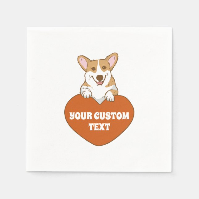 Personlig Cute Corgi Puppy Hund Pappersservett (Framsidan)