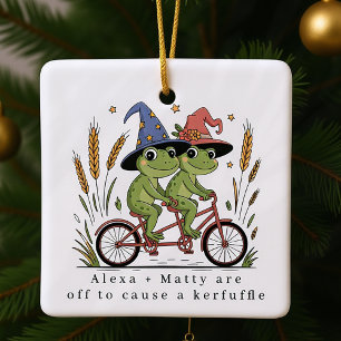 Personlig Cute Couple Kerfuffle Julgransprydnad Keramik
