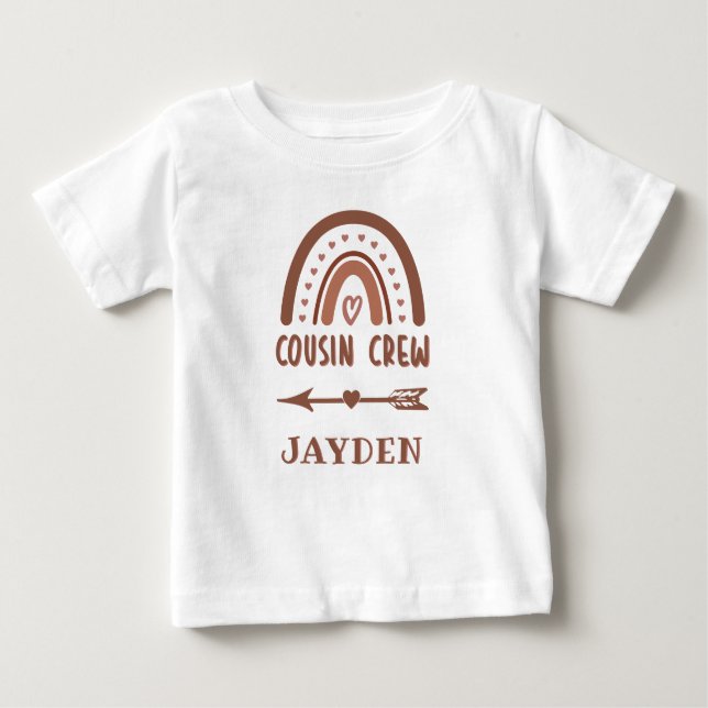 Personlig Cute Cousin Crew Boho Rainbow T Shirt (Framsida)