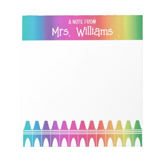 Personlig Cute Crayon Rainbow Teacher's Anteckning Anteckningsblock (Framsida)