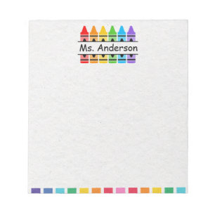 Personlig Cute Crayon Teacher's Anteckningsblock