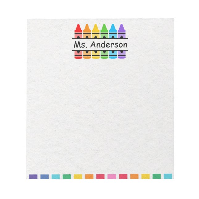 Personlig Cute Crayon Teacher's Anteckningsblock (Framsida)