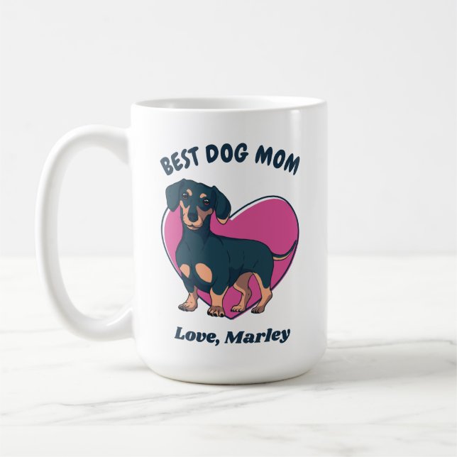 Personlig Cute Dachshund Hund Anpassningsbar Text  Kaffemugg (Vänster)