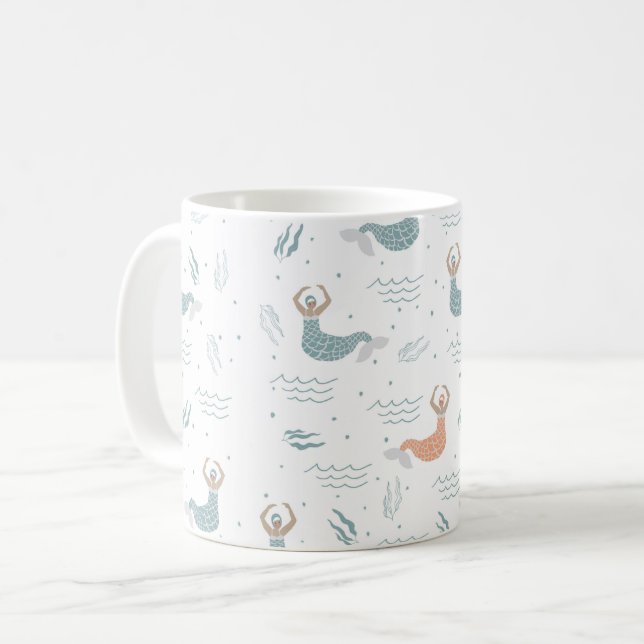 Personlig Cute Dancing Sjöjungfru Illustration Sea Kaffemugg (Framsida vänster)