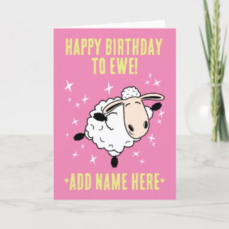 Personlig Cute Danning Sheep Rosa Birday Card Tack Kort