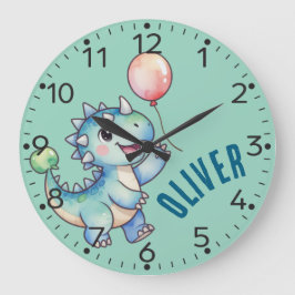 Personlig Cute Dino-Ankylosaurus Wall Clock Stor Klocka
