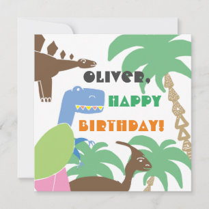 Personlig Cute Dino Dinosaur Barns födelsedag Kort
