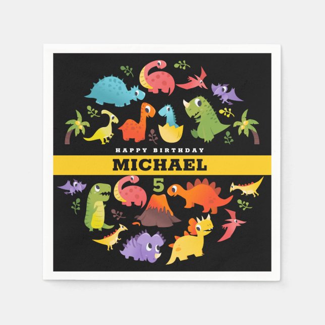 Personlig Cute Dinosaur Pappersservett (Framsidan)