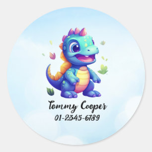 Personlig Cute dinosaurs, Namn,Mobilt nummer Runt Klistermärke