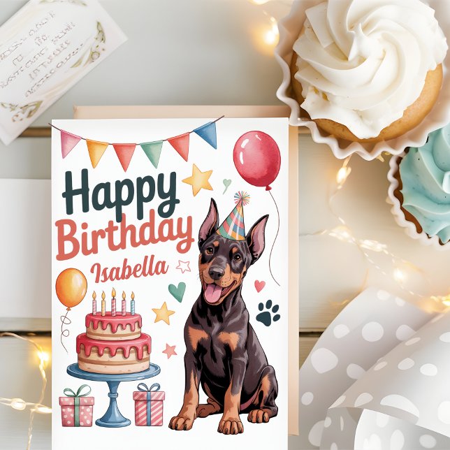 Personlig Cute Doberman Hund Birthday Kort (Skapare uppladdad)