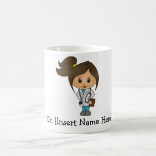 Personlig Cute Doktor, Brunette Female Kaffemugg