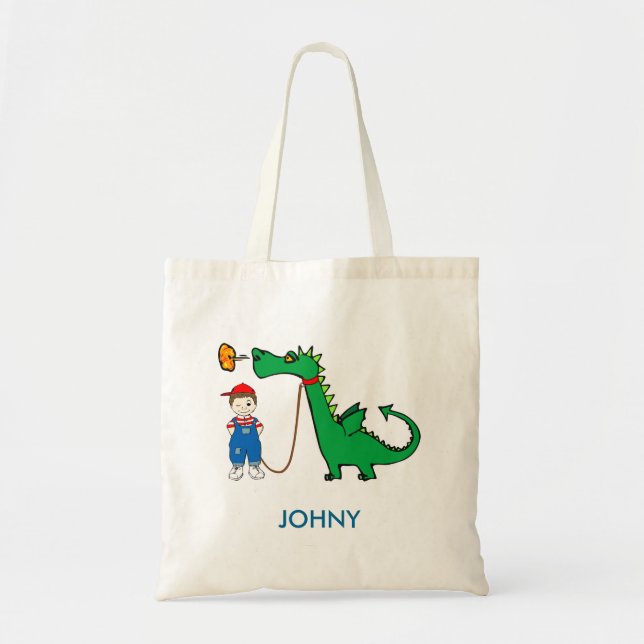 Personlig Cute Dragon Tote Bag Tygkasse (Framsidan)