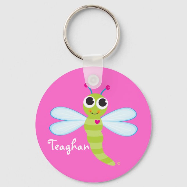 Personlig Cute Dragonfly Keychain - Anpassa Nyckelring (Framsida)