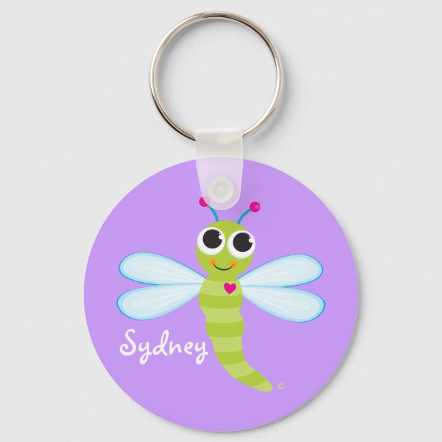 Personlig Cute Dragonfly Keychain Nyckelring (Framsida)