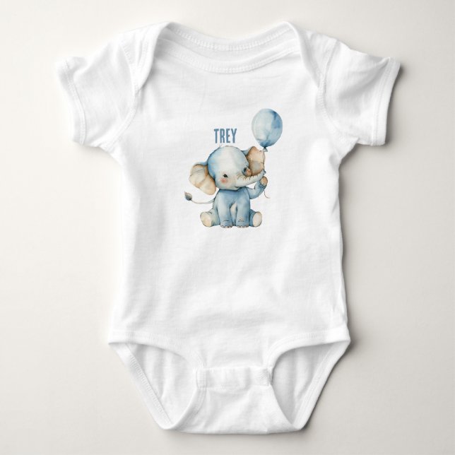 Personlig Cute Elephant Balloon Baby T Shirt (Framsida)