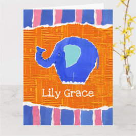 Personlig Cute Elephant Birthday Greetings Card Kort