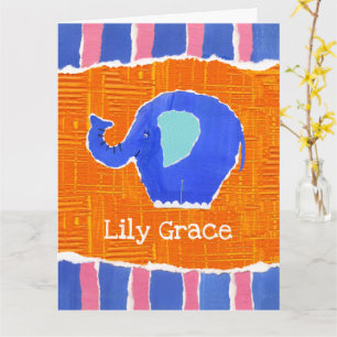 Personlig Cute Elephant Birthday Greetings Card Kort