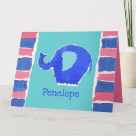 Personlig Cute Elephant Birthday Greetings Card Kort