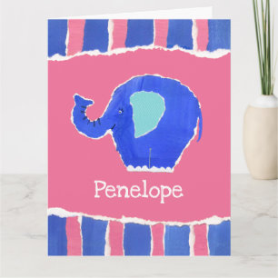 Personlig Cute Elephant Birthday Greetings Card Kort