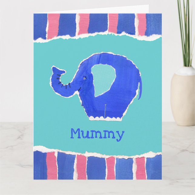 Personlig Cute Elephant Mors dag Card Kort (Framsida)
