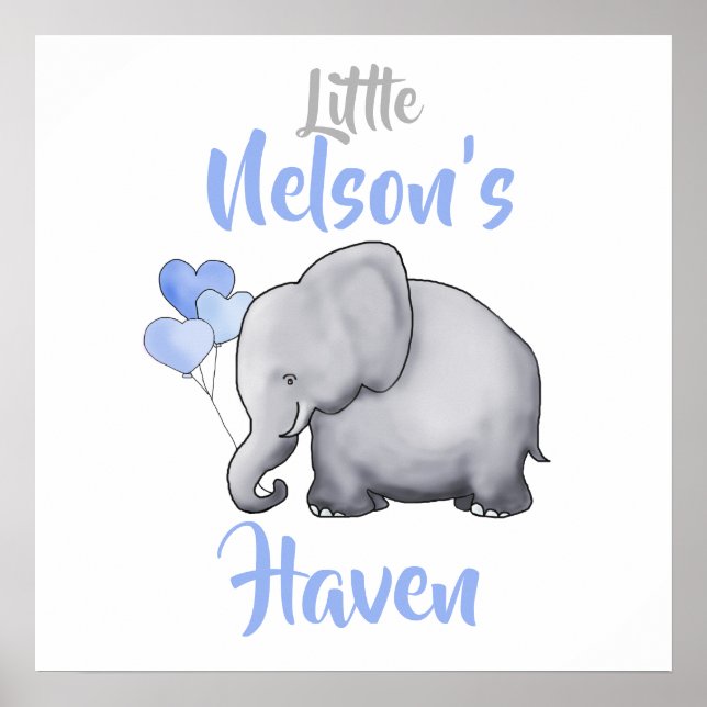 Personlig Cute Elephant Nursery Haven Door Sign Poster (Framsidan)