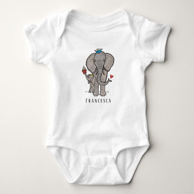 Personlig Cute Elephant och Baby T Shirt (Framsida)