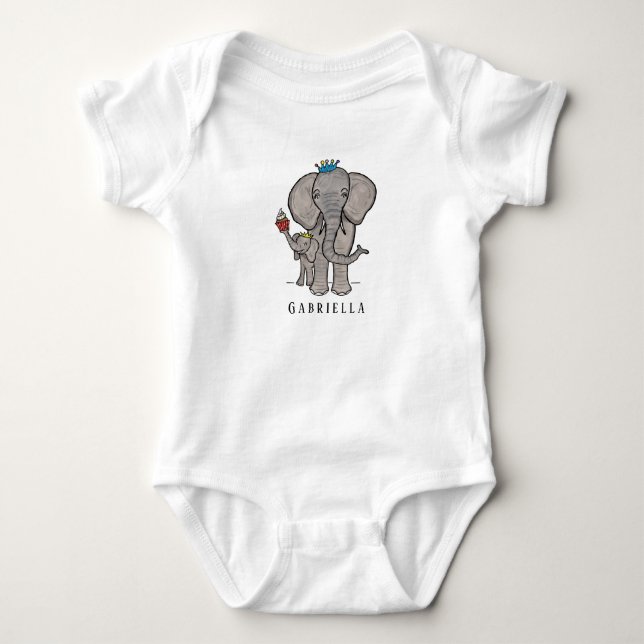 Personlig Cute Elephant och Baby T Shirt (Framsida)