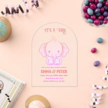 Personlig Cute Elephant Rosa Baby Shower