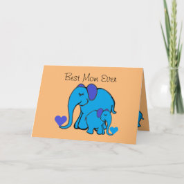 Personlig Cute Elephants Mors dag Card Kort