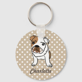 Personlig Cute English Bulldog Nyckelring