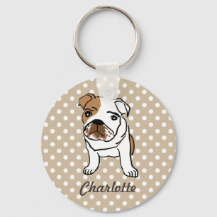 Personlig Cute English Bulldog Nyckelring