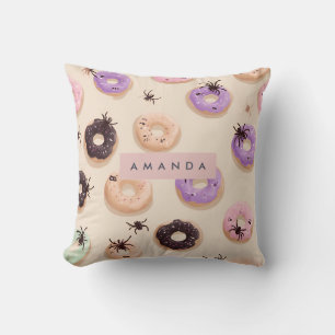 Personlig Cute Fall Halloween Donut Spider Kudde