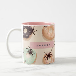 Personlig Cute Fall Halloween Donut Spider Två-Tonad Mugg