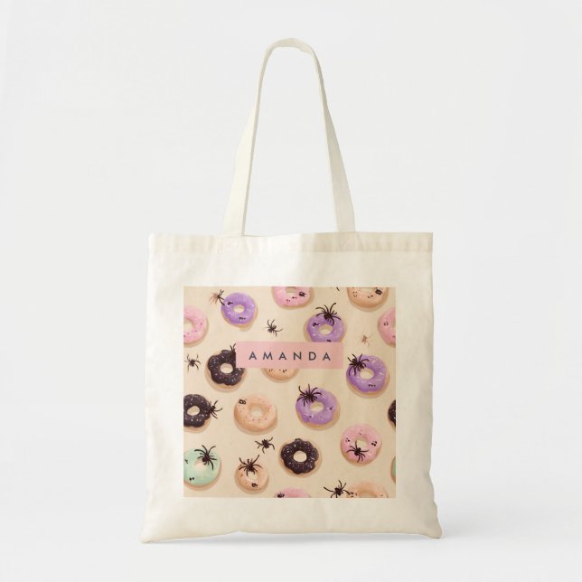 Personlig Cute Fall Halloween Donut Spider Tygkasse (Framsidan)