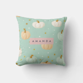 Personlig Cute Fall Mint-Grönt Pastel Pumpkin Kudde
